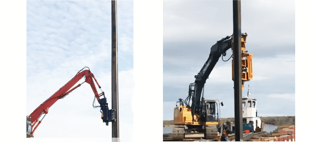 Side grip pile driver